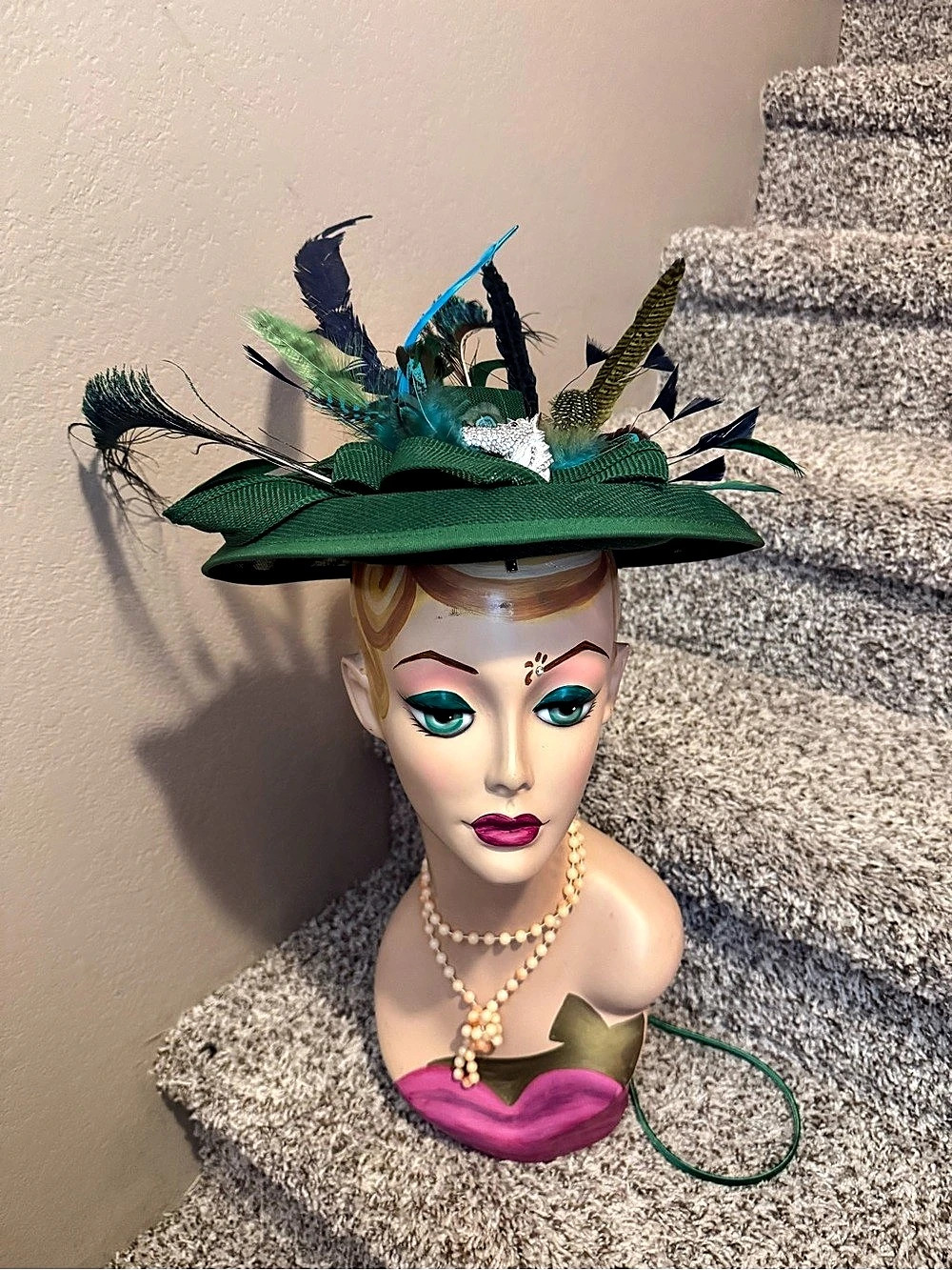 Green Feather Fascinator Hat